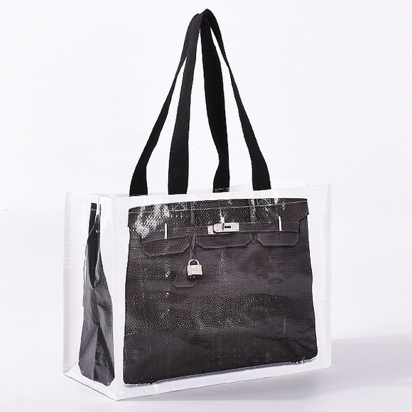 No Brand Handbags - *B*i*r*k*i*n* “Print” Reusable Shopping Tote in Black